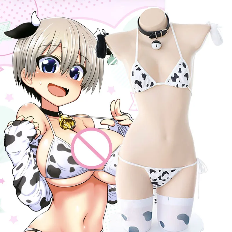 Новые костюмы для косплея аниме узаки Чан wa Asobitai Uzaki Hana хочет развеситься! Купальник бикини из коровьей кожи