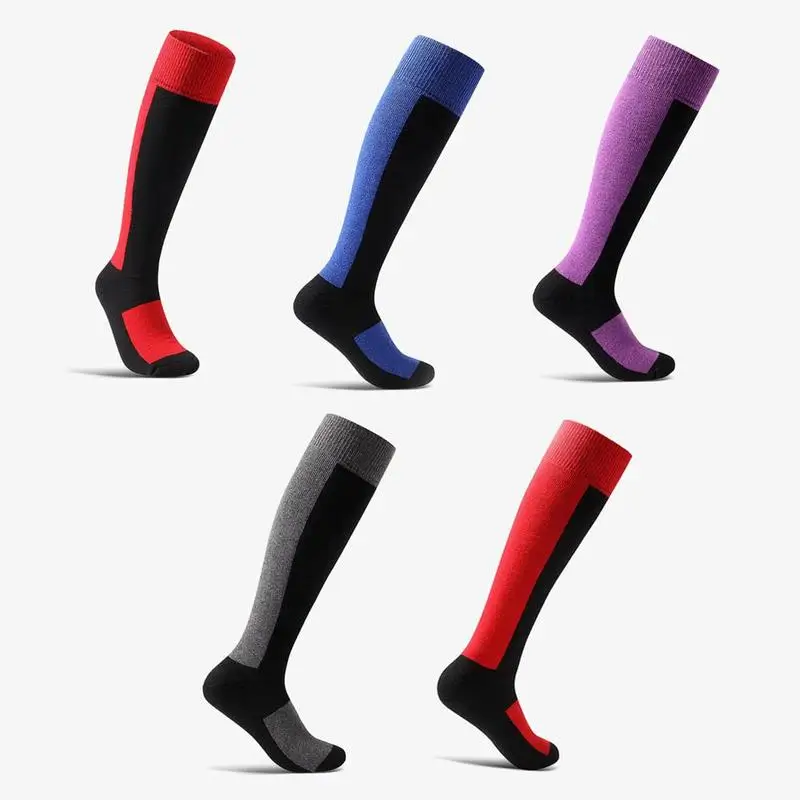 

1 Pair Unisex Long Ski Socks Wool Blend Thickening Compression Socks Winter Sports Warm Socks Soft Non-Slip Stretch Ski Socks