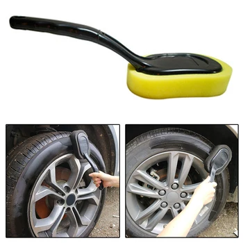 

Car Wheel Tyre Waxing Cleaning Sponge Brush Tire Rim Scrubber Applicator Plastic+Sponge Black+Yellow Cleaning Tools Brush