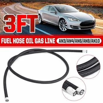 

3FT AN4 AN6 AN8 AN10 Fuel Hose Oil Gas Cooler Hose Line Pipe Tube Outside 304 Stainless Steel Braided Inside PTFE Rubber