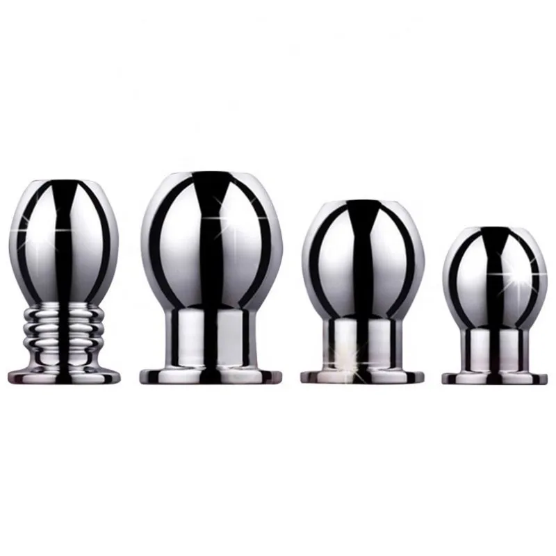 Round Shape Metal Anal Vaginal Dilator Enema Hollow Expand Anal Plug for Women Men