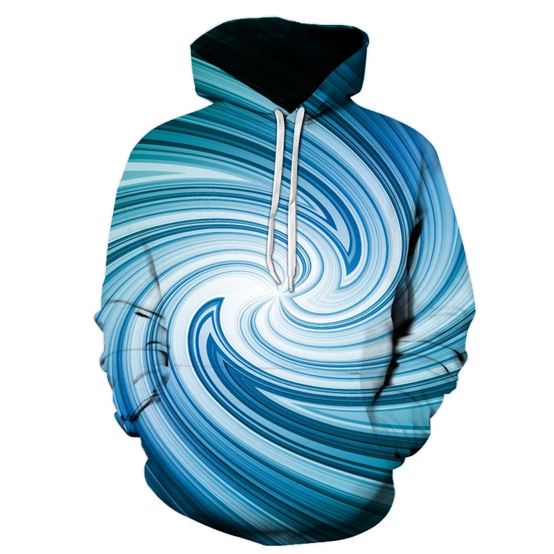 Brand Men hoodies geometric abstract reverse swirl 3D digital printing pullovers autumn men women loose hooded baseball uniform | Мужская