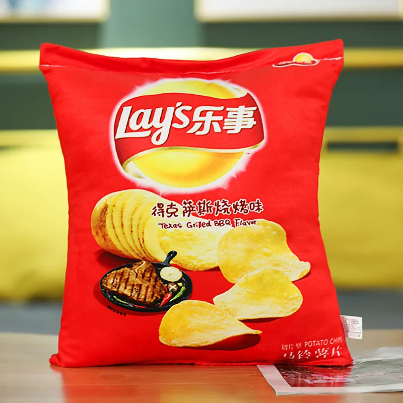 40cm/45cm Simulation Potato Chips Plush Pillow Toy Soft Cartoon Junk Food Spicy Bar Stuffed Doll Snack Pillow Cushion Home Decor 3