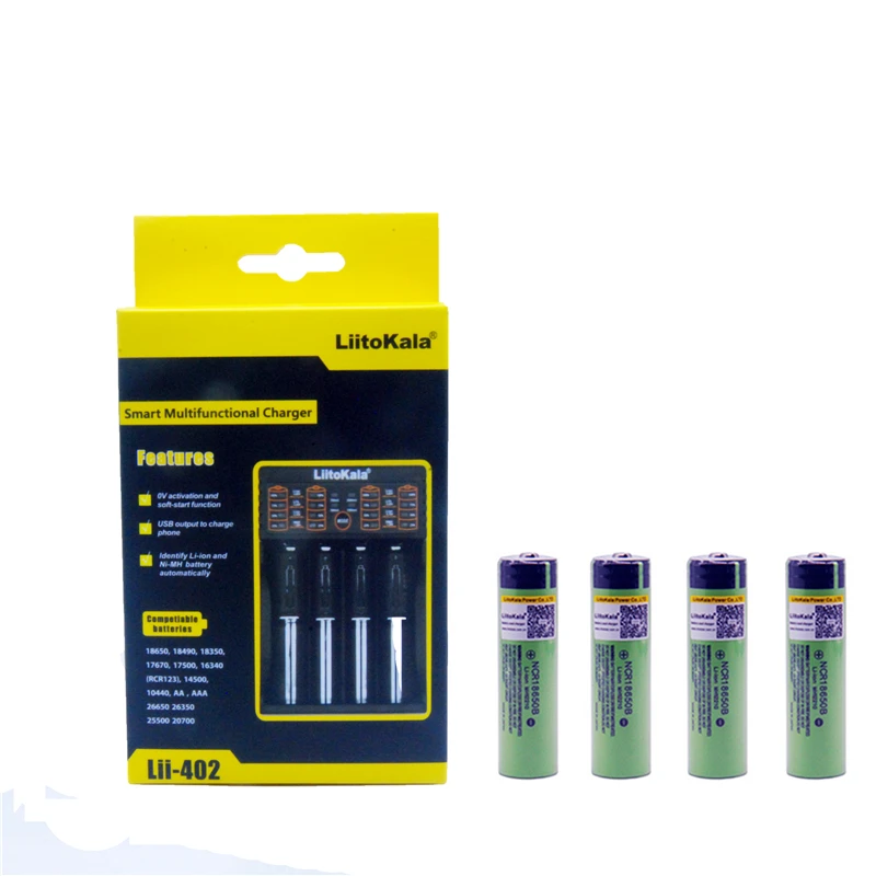 LiitoKala lii-402 USB 26650 18650 AAA AA умное зарядное устройство+ 4 шт NCR18650B 3,7 V 18650 3400mAh литий-ионная аккумуляторная батарея(без PCB