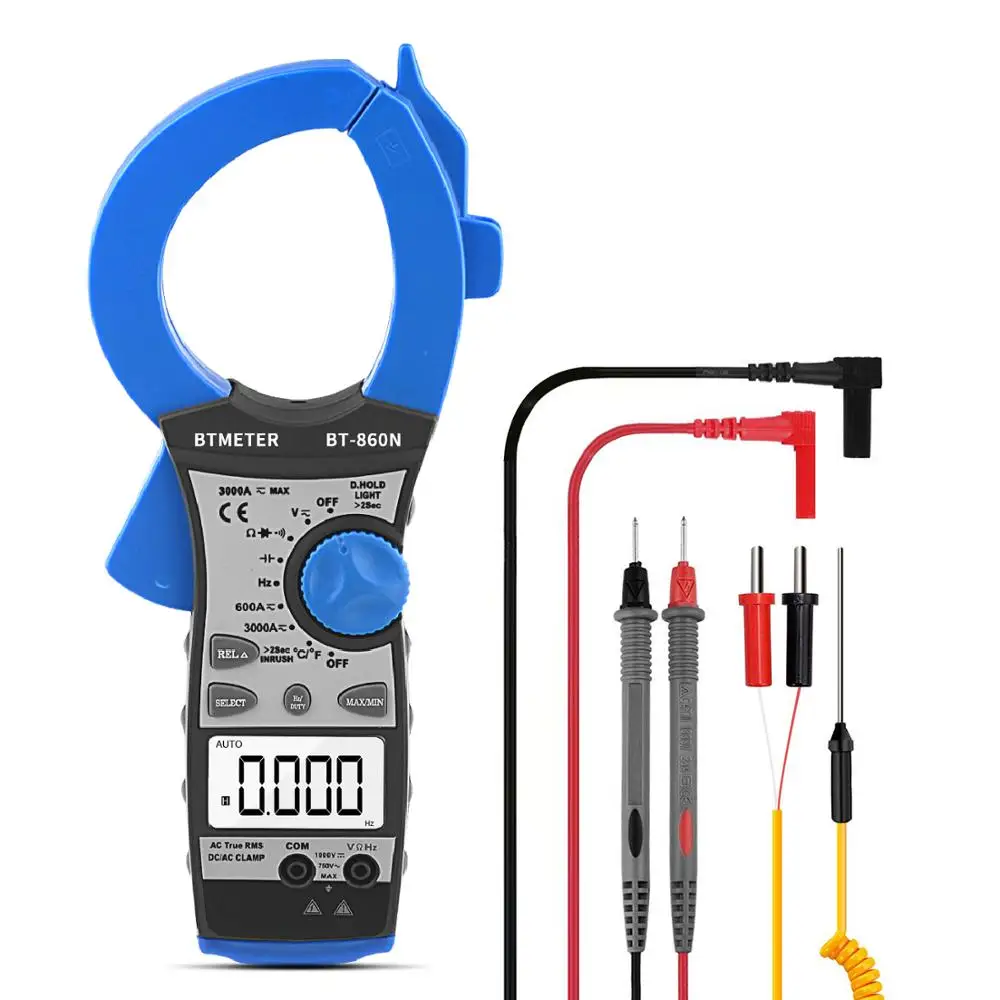 

Digital Clamp Meter 3000A Amp Auto Ranging Multimeter with True-RMS for Frequency Resistance Capacitance AC/DC Voltage Testing