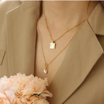 

JOOLIM High End Gold Filled Square Shell Pendant Necklace Dainty Stainless Steel Necklace Gfit To Women Jewelry Wholesale