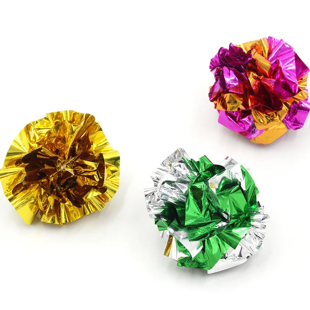 12Pcs/Pack Cat Toys Mylar Crinkle Ball Ring Paper Sound Toy for Cats Kitten Interactive Pet Cat Supplies Multicolor 6
