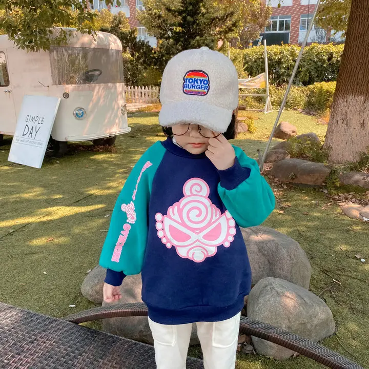 Модные на осень-зиму детские толстовки с капюшоном и свитшоты для детей Верхняя одежда с флисом для возраста 6-7-8 лет девочки Теплый sweatshrits верхняя одежда
