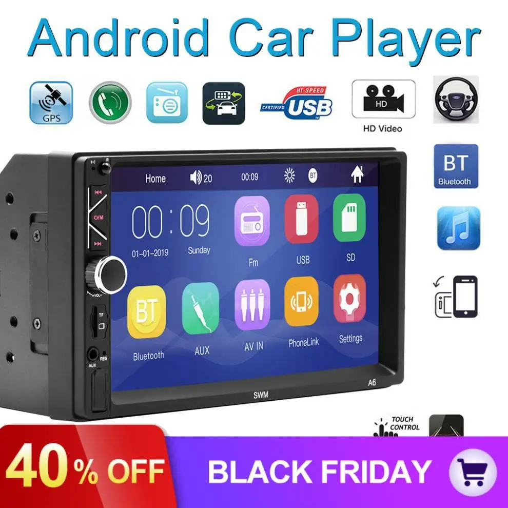 2 DIN 7 дюймов HD сенсорный экран Bluetooth Стерео FM радио MP5 Аудио плеер Поддержка USB/AUX In/Mirrorlink/Управление рулевым колесом