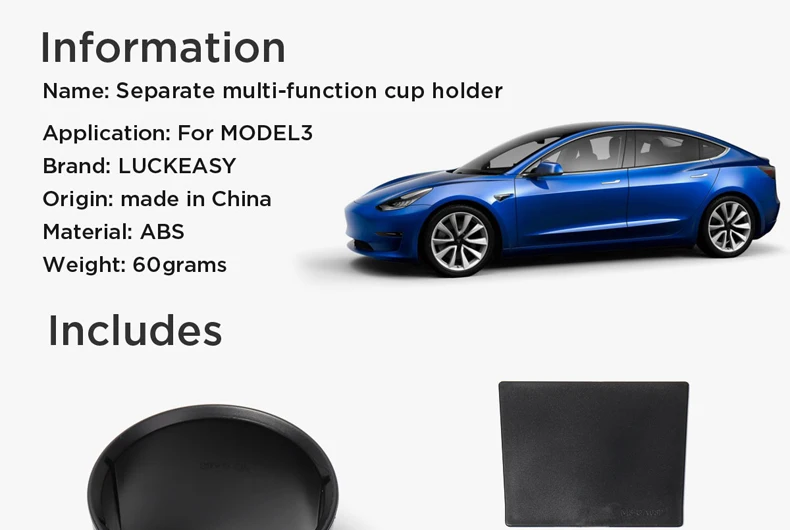 LUCKEASY портативная автомобильная подставка для чашки Tesla модель 3- отдельная Многофункциональная подставка для чашки стильная подставка для напитков