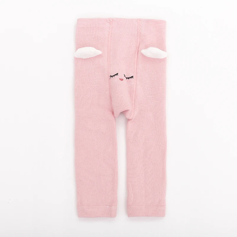 Pink rabbit Зимние леггинсы для маленьких девочек; теплые махровые колготки для маленьких мальчиков; милые детские штаны с рисунками животных; брюки для новорожденных - Цвет: Pink rabbit