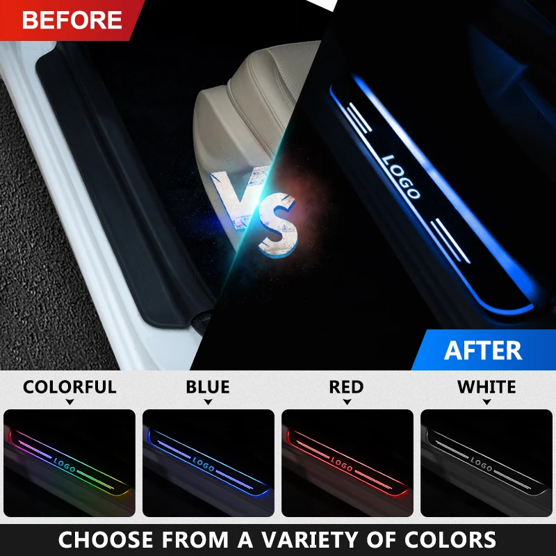 Customized Fit for Any Car Model Acrylic Car Door Sill Door Scuff Plate Trim Cover Sticker Welcome Light Car Styling Accessories