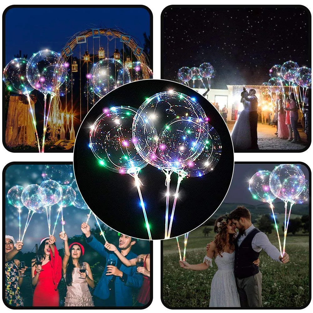 Reusable Luminous Led Balloon Romantic balloon Transparent Round Bubble Decoration Party Wedding