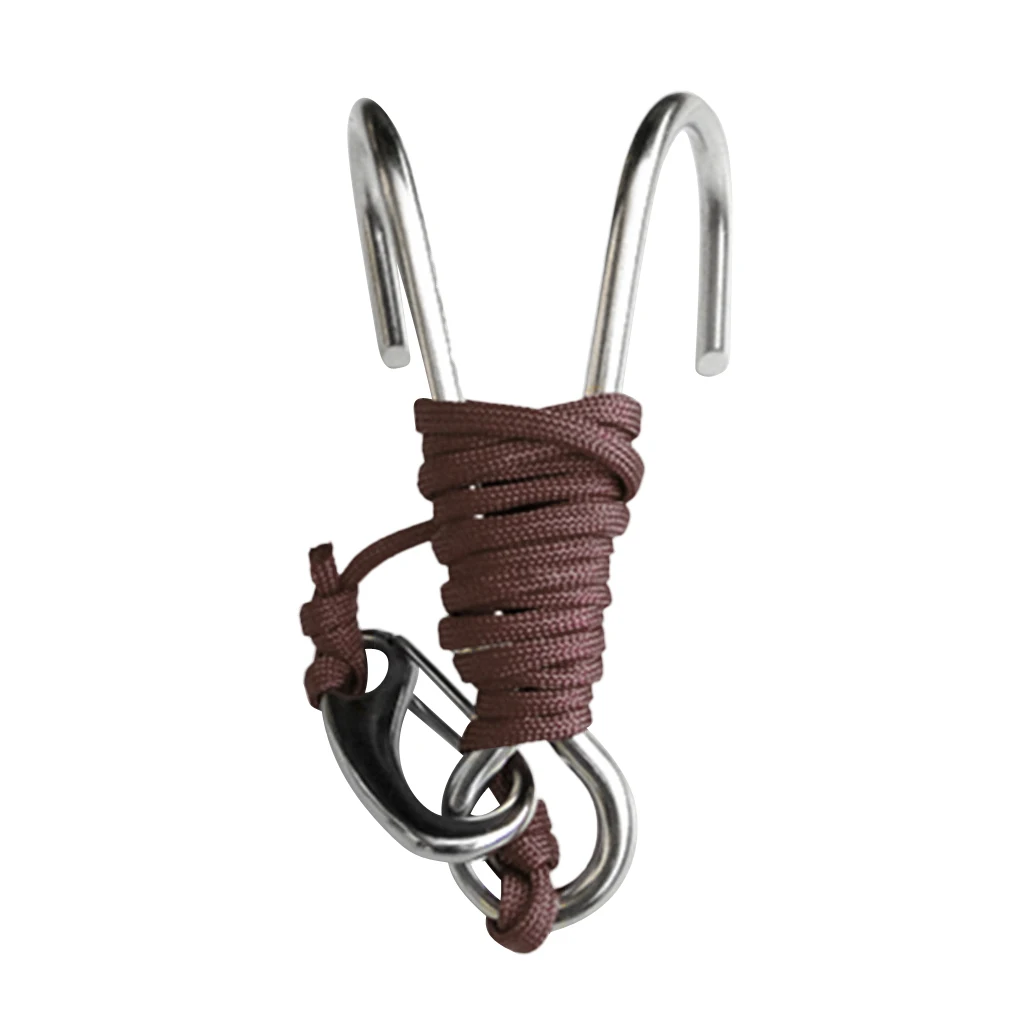 Current Scuba Diving Double Dual 316 Stainless Steel Reef Hook with 47' Line for Underwater Photographers Scuba Diving 