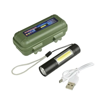 

XANES 1518 XPE+COB 2Lights 1000Lumens 3Modes USB Rechargeable Brightness EDC LED Flashlight Suit LED Torch Mini Gift Portable