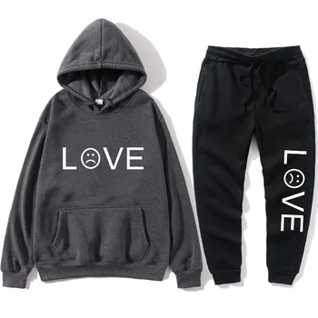 

Men's Women's Hoodie Fashion Set Harajuku LOVE Letter Print Pullover Set Men's Women's Casual Suit Hoodie Hip Hop Hoodie