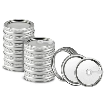 

Canning Lids,Mason Jar Lids Rings Regular Mouth Canning Lids with Straw Hole,Split-Type Lids Leak Proof Secure 70mm