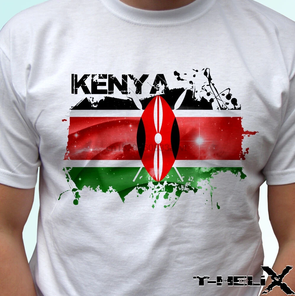 Kenya flag white t shirt top Africa country design mens womens kids
