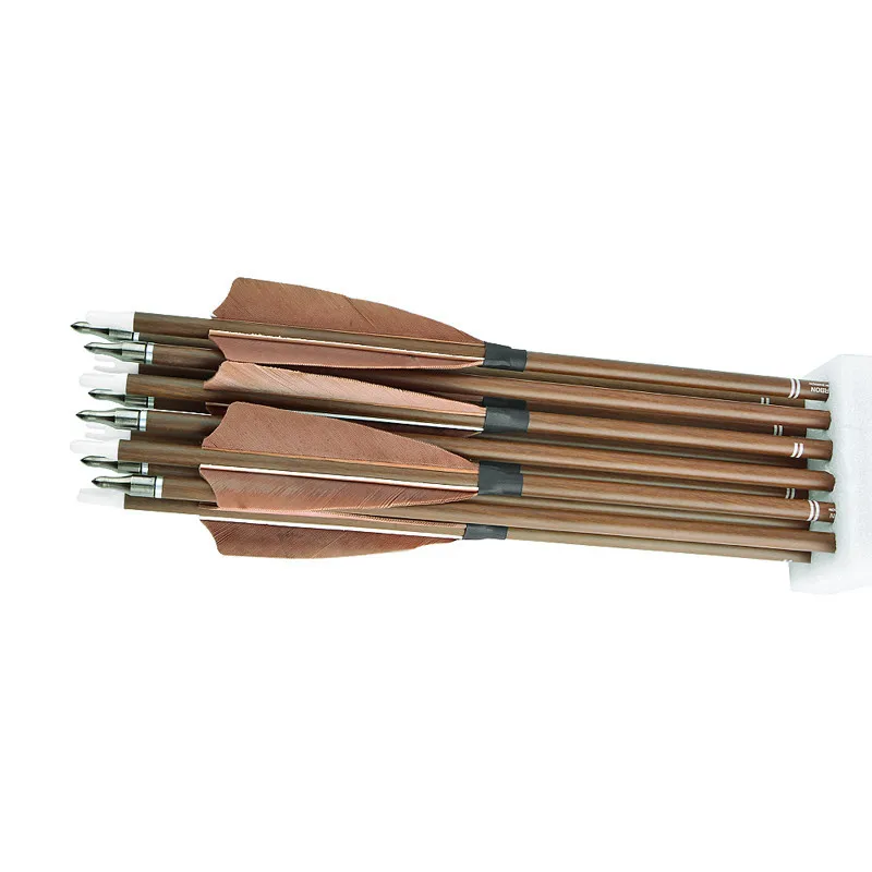 3/6/12PCS Archery Wooden Arrows 83cm Broadheads 5" Feather for Recurve/Longbow 