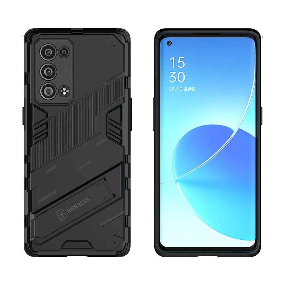 Противоударный жесткий чехол для OPPO Reno 6 Pro Plus Reno6 Z 5G Reno 6Z задняя крышка в стиле панк с подставкой