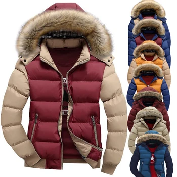 

Brand Winter Jacket Coat Men Warm Down Jackets 8 Color Fashion Hooded Fur Collar Outwear Zipper Pocket Thick Casual Men's Clothe