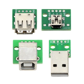 

Micro Mini USB USB A Male USB 2.0 A Female USB B Connector Interface to 2.54mm DIP PCB Converter Adapter Breakout Board