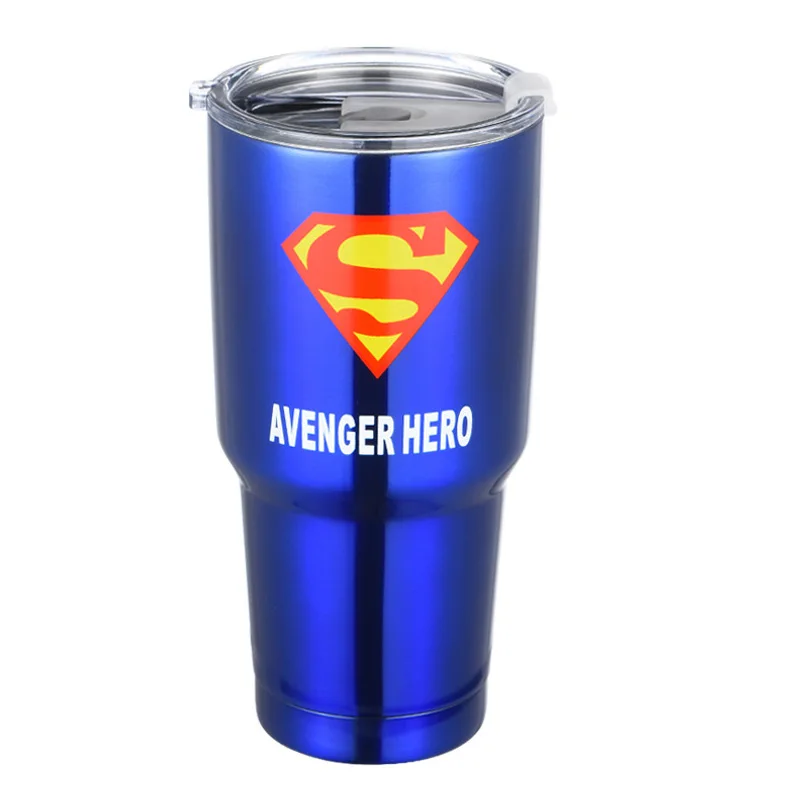 30oz superman 20 унций 30 унций пивной стакан из нержавеющей стали с крышкой с двойными стенками с вакуумной изоляцией кружка для кофе для путешествий большая емкость спортивные чашки - Цвет: 30oz superman