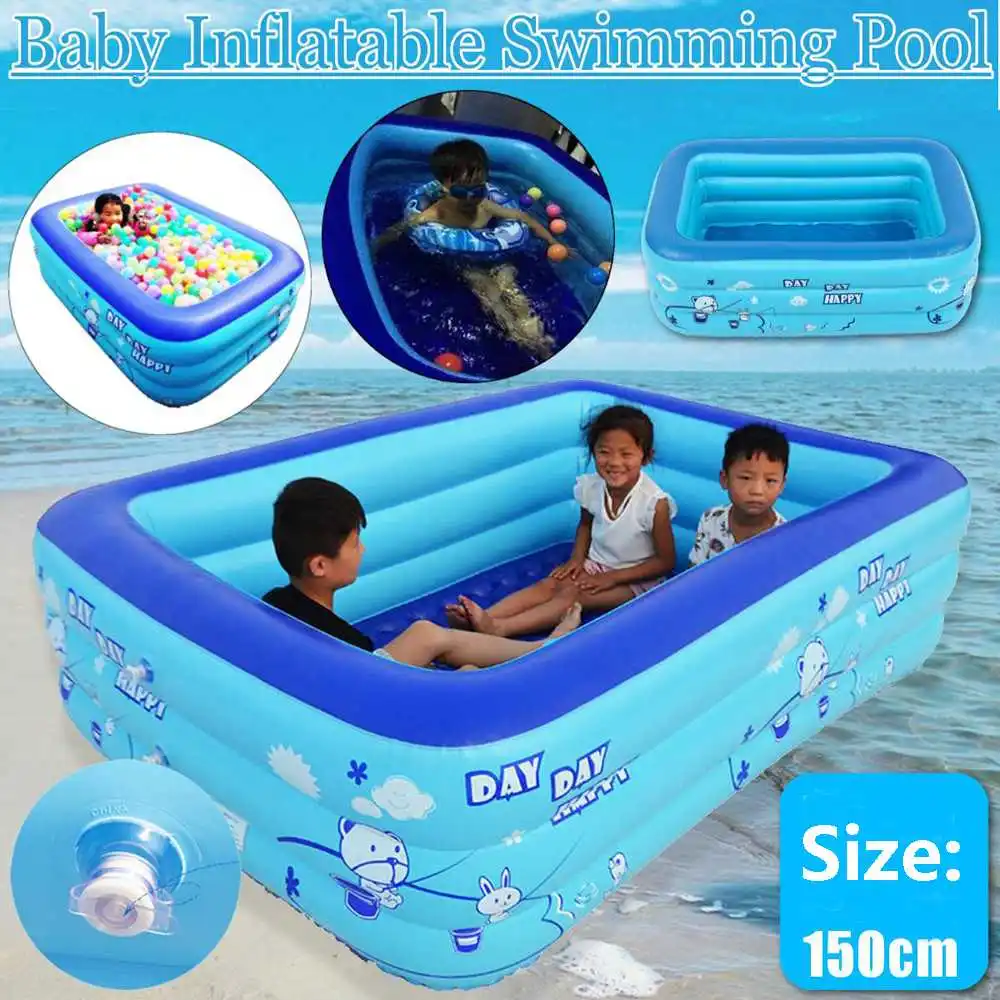 

Hot 120/150/180cm Children Bathing Tub Baby Home Use Paddling Pool Inflatable Square Swimming Pool Kids Inflatable Pool