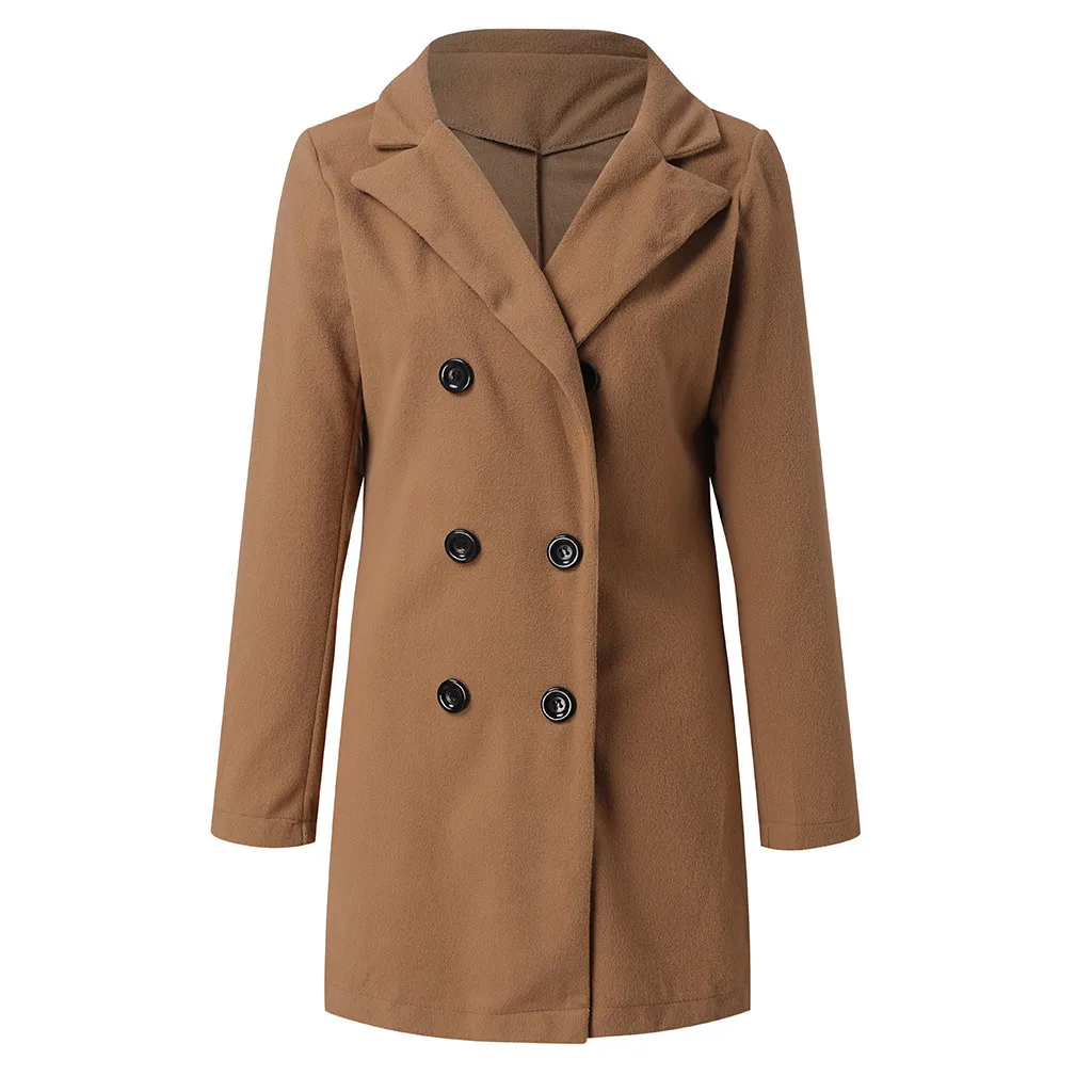 

Long Winter Woolen Coat Women 2019 Coat Women Lapel Coats Long Sleeve Button Coats Womens Chaqueta Mujer Invierno#G30