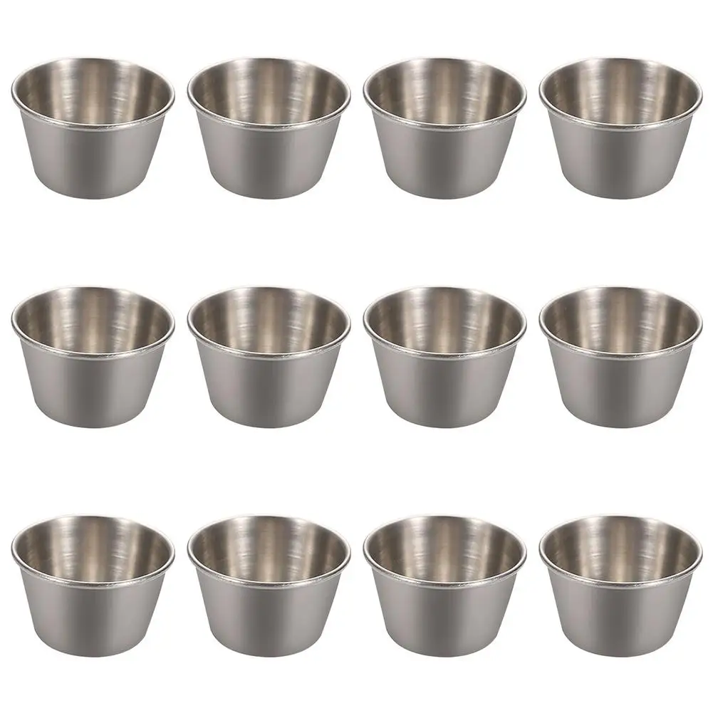 12Pcs Ramekin Dipping Sauce Cup Stainless Steel Condiment Sauce Cups
