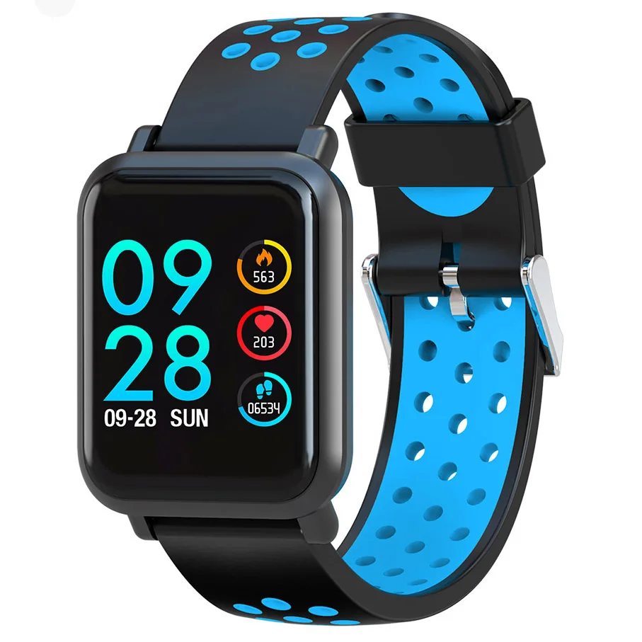 Смарт-часы фитнес-браслет монитор сердечного ритма Bluetooth музыкальная камера S9 Plus смарт-браслет PK Amazfit Bip Lite часы для мужчин и женщин - Цвет: Синий