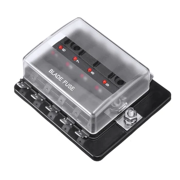 

10 Way Blade Car Fuse Box Holder 12V 24V with LED Warning Light Car Boat Marine Trike Car Fuse Box Fuses Kit