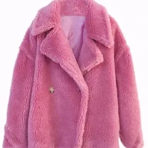 Heydress Женское зимнее теплое длинное пальто из искусственного меха с длинным рукавом, женское толстое пальто с мишкой Тедди, Повседневная Свободная верхняя одежда - Цвет: short pink