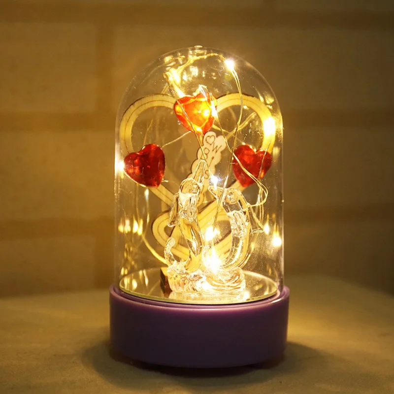 

Romantic LED Beauty Rose And Beast Battery Powered Valentine's Day Gift Red Flower String Light Desk Lamp Decoration
