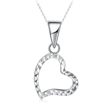 

Glitzy Platinum Real True White Gold Heart Diamond Carve Pendant Necklace Fancy PT950 Charm Clavicle for Women Lady Jewelry Gift