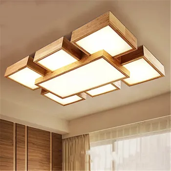 

Nordic Led5/7 Head Ceiling Light Japanese Style High-End Hall Simple Modern Wood Living Room Headlights Home Wood Lights LED