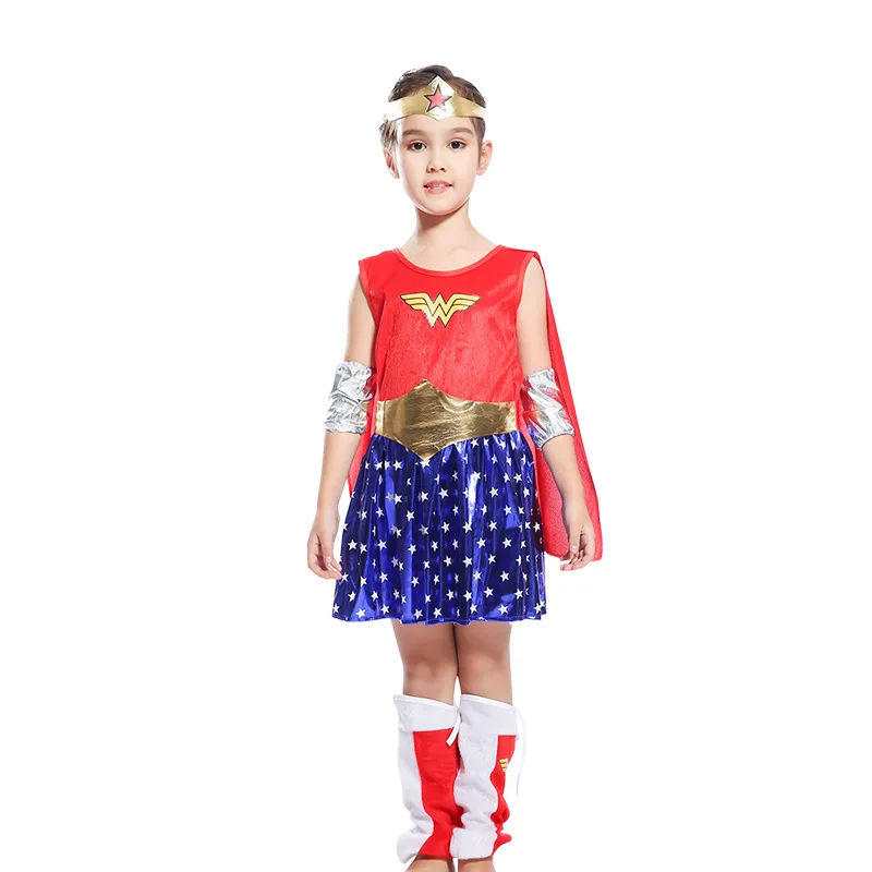 Маскарадный костюм для девочек, костюм Чудо-женщины, Детский карнавальный костюм на Хэллоуин, костюм супер-девочки, Детская маскарадная одежда для вечеринки