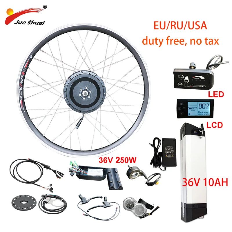 Permalink to EU RU Duty Free No Tax 36V 250W e Bike Kit 36V10AH Lithium Battery Electric Bicycle Conversion Kit  Front Rear Hub Motor Wheel