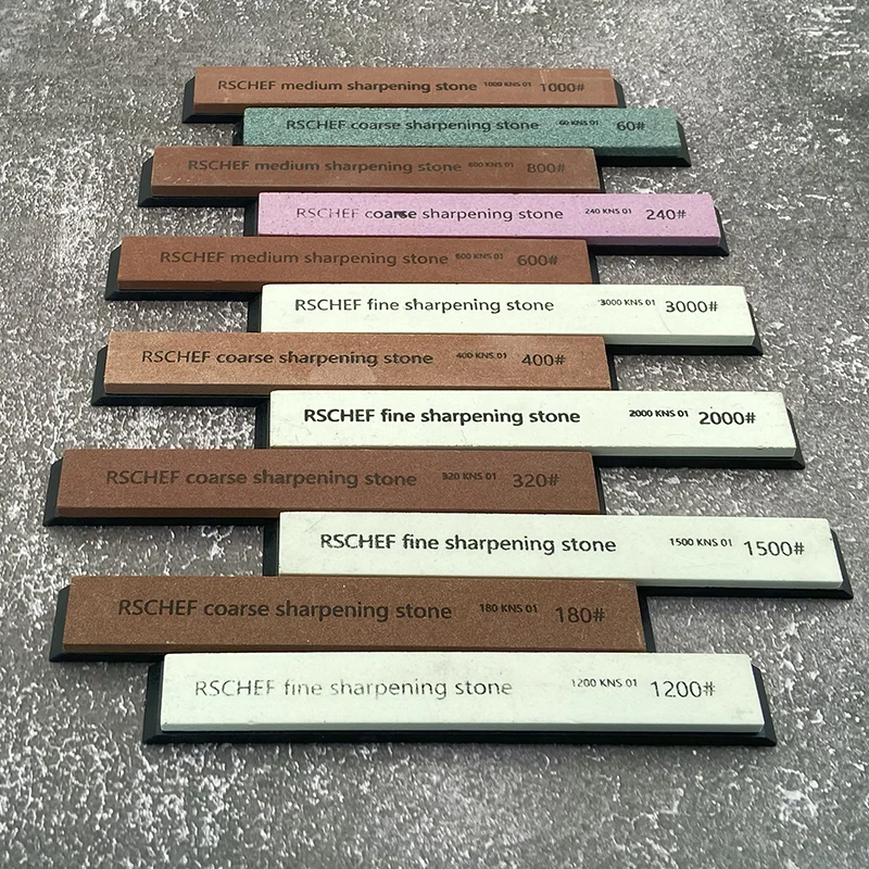 Knife sharpener Kitchen knife sharpener Knife sharpening stone Diamond sharpening stone White alundum 120 240 400 600 1000 1500# knife sharpener Grindstone Whetstone Single sharpening stone Honing System 6pcs