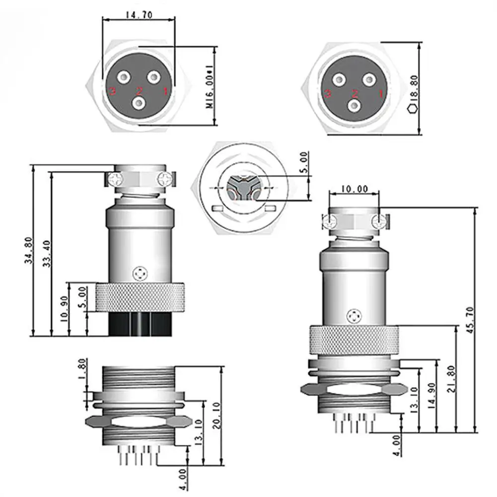 

10pcs 5Pin Aviation Plug Audio CNC Bipolar Stepper Motor Connector 16mm GX16 For Navigation Computer Communications Machinery