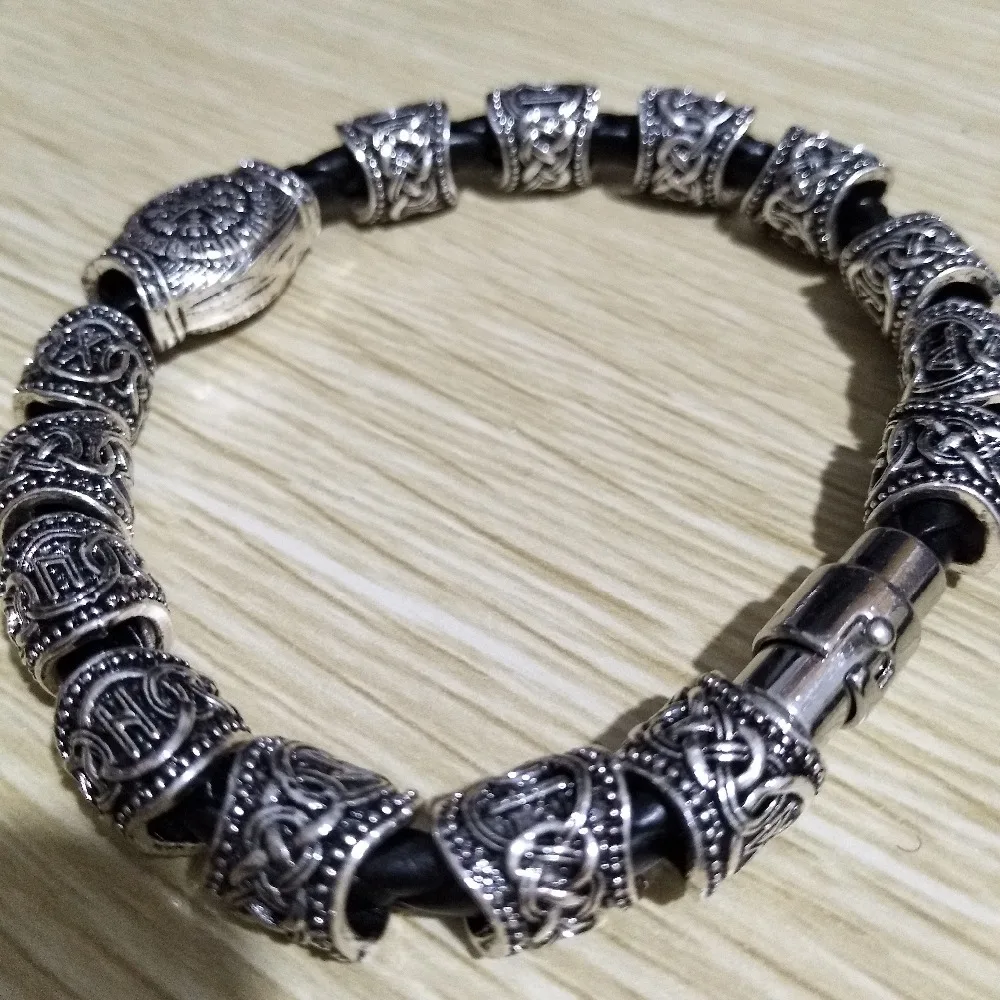Nostalgia Viking Accessories Runic Runes Beads Diy Jewelry Mens Womens Bracelet Decoration Bangles With Charms Beads 5