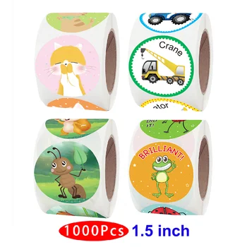 

1.5’’ 1000pcs Cute Aesthetic Children Kids Car Cat Sticker Anime Teacher Supply Girl Post Scrapbook Thank You Scratch Off Label