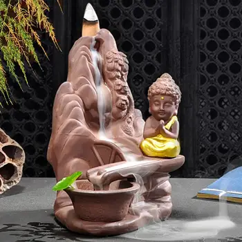 

Buddha Backflow Incense Burner Mountain River Handicraft Incense Sticks Holder Ceramic Waterfall Smoke Incense Burner Wierook