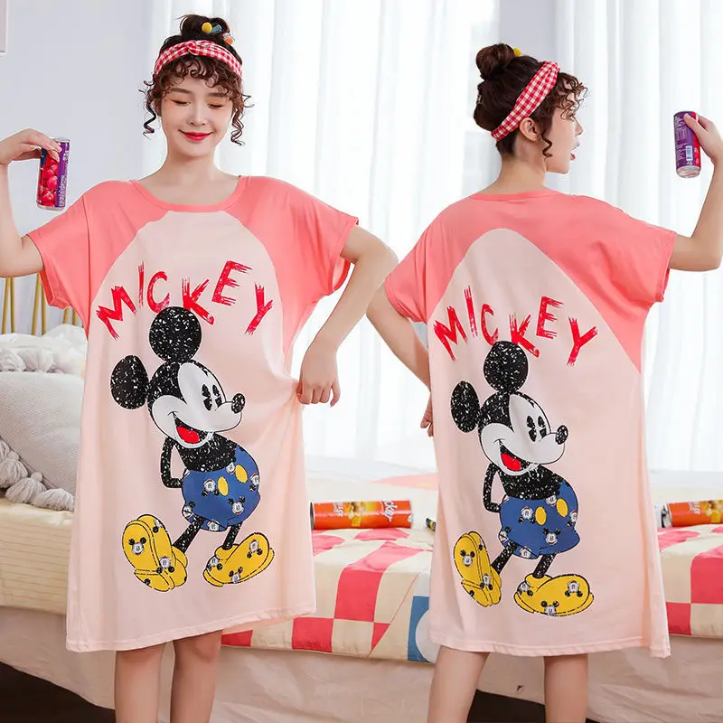 1Pcs Cartoon Donald Duck Print Nightdress New Women's Pajamas Loose Short-Sleeved Pajamas Nightdress Cute Pajamas