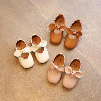 

2020 spring new Korean children's fashion bow peas shoes girls square buckle shoes soft bottom dance shoes tide