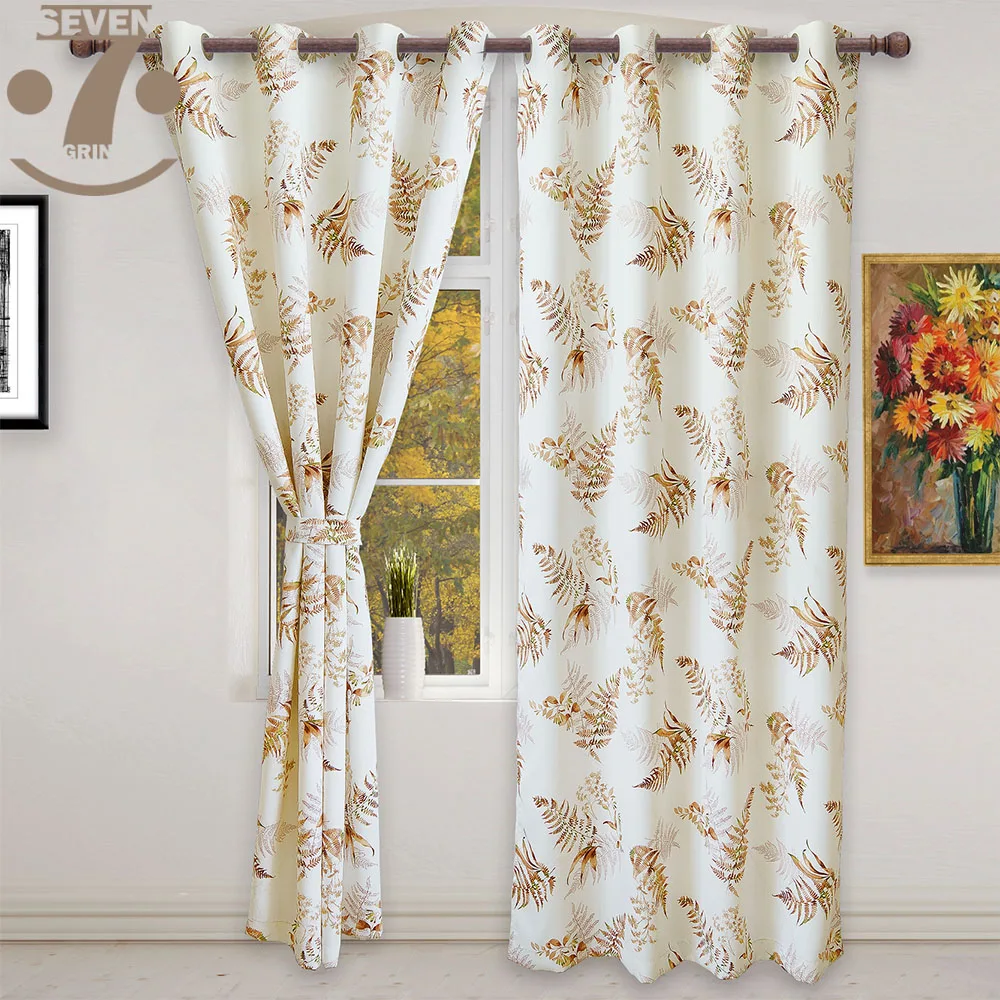 

Оконные занавески с высоким затенением, гладкая толстая ткань в современном стиле с зелеными листьями кофейного цвета, люверсы 52 х84 дюйма