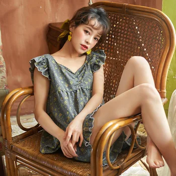 

Korean Loungewear Women Pj Set Cotton Kawaii Pajamas Sleepwear Floral Cute Pyjamas Female Summer Pygama Femme Leisure Wear Pjs