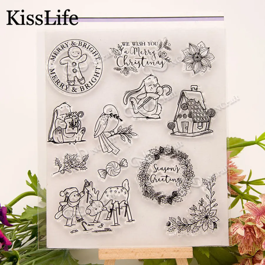 

1 Sheet Snowman Christmas Deer Rabbit Clear Rubber Stamps for Scrapbooking Card Making Christmas Craft Stamps