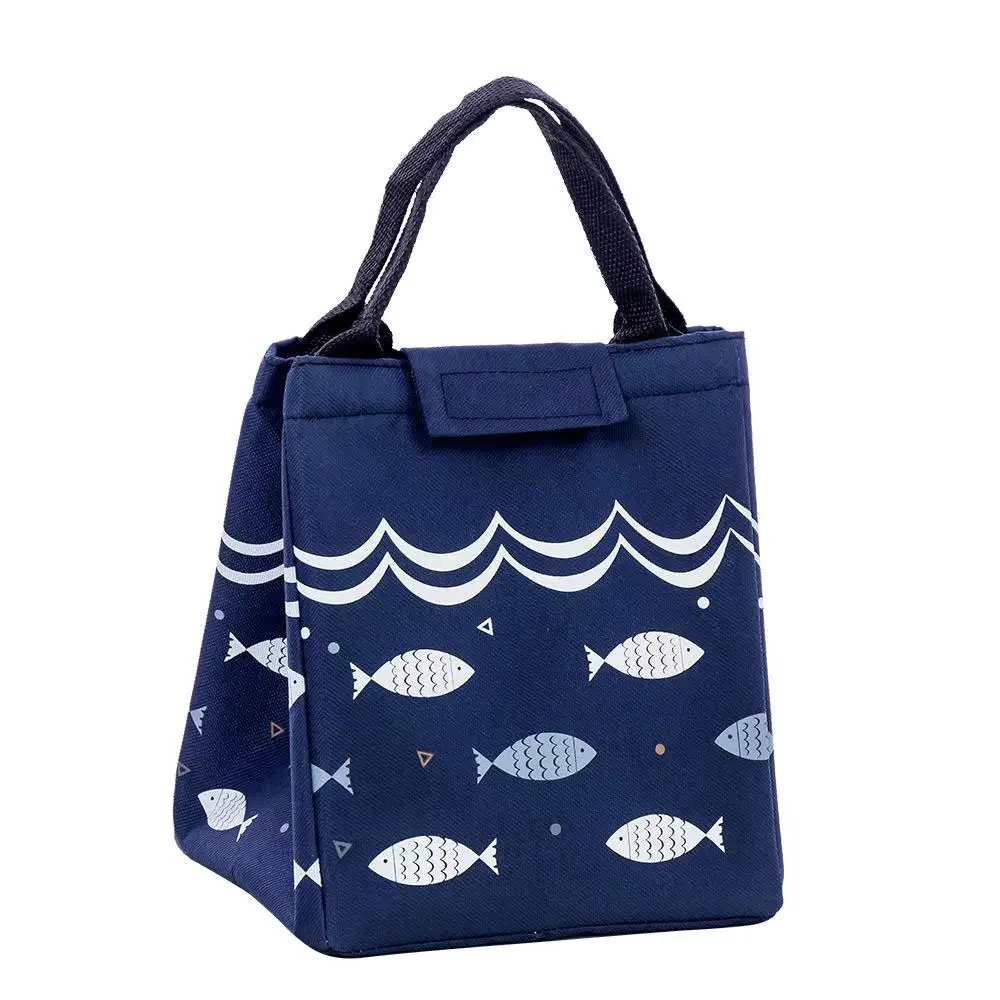 Thickened carry-on drawstring lunch bag Fish happy sky insulated bag Outdoor insulated lunch bag picnic bag food bag