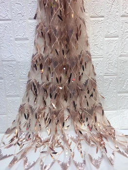 

2020 High Quality African Lace Fabric Union French Net Embroidery Sequins Tulle Lace Fabric For Nigerian Party Dress ZX30801